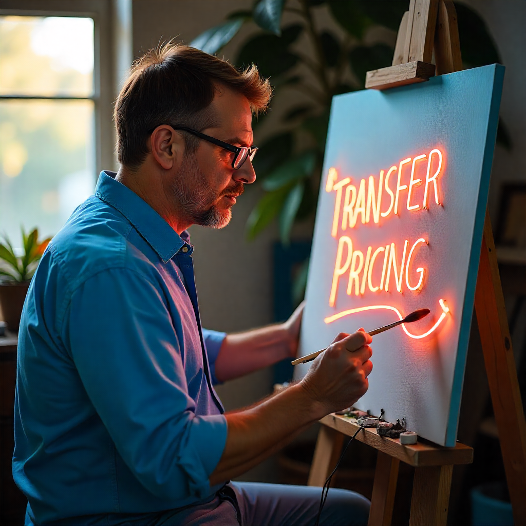 homem fazendo pintura de preços de transferência